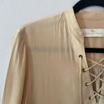 Amanda Uprichard Pink 100 Silk Lace-Up Long Sleeve Tunic Mini Dress Women Medium Photo 2