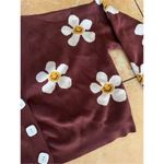 Oversized Slouchy Cropped Smiley Flower Daisy Brown Cardigan Sweater Hippie M/L Size M Photo 2