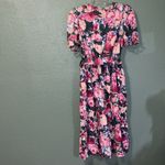Vintage 80s Rose Garden Belted Dress Lady Carol of New York Pink Size L Photo 7