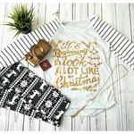 New Womens Boutique It’s Beginning To Look Alot Like Christmas Ranglan Shirt Photo 2