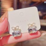 Women’s Clear Crystal Bow Stud Earrings White Photo 2