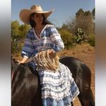 Alexis NWOT  Wylla Embroidered Linen Blend Maxi Dress XS Blue White Photo 3