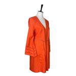 Lena Gabrielle Linen Long Jacket Bell Sleeve Open Front Coral Women’s Size 10 Orange Photo 1