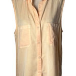 Side Stitch Shirt Women Medium Orange Peach Tencel‎ Sleeveless ButtonDown NWT Photo 0