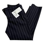 Theory  NWT womens 6 Navy & white Traceable Wool pinstriped Cropped Pants Photo 2