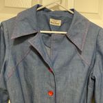 Novis Denne Vintage Blue Denim with Red Accents Button Front Dress Size M Photo 2