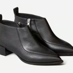 Everlane  Boss Black Pebbled Leather Ankle Booties Photo 0