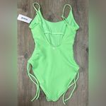 Hurley New  Ribbed Neon Green One-Piece Cheeky Swimsuit Photo 4