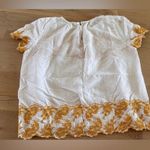 Loft linen cotton blend embroidered peasant top white yellow size petite large Photo 8