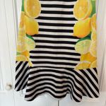 Elle  Black And White Stripe‎ Lemon Print Dress Size 8 Photo 3