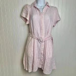 Alexis  for Target pink stripe linen blend belted dress short sleeve small L25 Photo 4