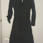 A New Day NEW Black Pinstripe Shirt Dress Midi Contemporary Chic Menswear Office Teacher Photo 3