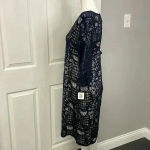 MARINA Navy Blue Open Back Lace Sequined Dress Womens Size 12 NWT Photo 2