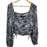 Wild Fable Floral Off Shoulder Cropped Peasant Top Puff Sleeve Large Photo 1