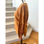 Anthropologie  Marigold Orange Waffle Knit Floral Sleeve Blouse Photo 3