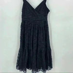 DKNY  Donna Karan Black Lace V Neck Pleated Fit Flare Formal Dress Women’s Size 8 Photo 10