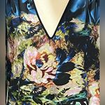 Clover Canyon  Floral Text Print Shift V-Neck  Long Sleeve Tunic Dress Photo 1