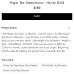 LNA  Mayer Tee Midi Dress Honey Gold Photo 2