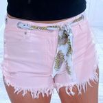 Altar'd State Womens Altar’d State Pink Raw Hem Jean Shorts with Tie Scarf Belt - Sz 27 Photo 0