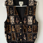 VTG Tantrum Funky Black Brown Patterned Vest Retro Cheetah Leopard Print S M Size M Photo 0