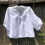 ZARA White linen blend crop oversize shirt S Photo 4