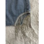 Cloud Ten  Denim, Mini Skirt With A Cut-Out, Rhinestone Fringe‎ Embellishment S Photo 3