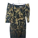 Trina Turk Metallic Jacquard Off-the-Shoulder Sumire Dress Size 4 – Black & Gold Photo 4