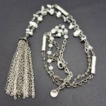 Simply Vera Wang Sliver Tone Glass Bead Natural Stone Tassel Pendant Necklace Silver Photo 6