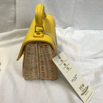 Madison West Madeline Crossbody Straw & Vegan Leather Satchel Crossbody NWT Yellow Photo 4