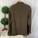 Preston & York  100% Silk Brown Long Sleeve Button Front Shacket Blouse Top NEW L Photo 1