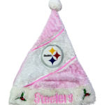 Vintage Pittsburgh Steelers Pink Santa Hat NFL Football Holiday Christmas White Photo 0