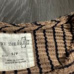 Free People We The Oversized Tan & Black Striped Waffle Knit Peplum Top Size S Photo 4