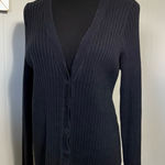 Lands' End Women's Black Cable- Stitch Cardigan Sweater 1X Preppy Collegiate Photo 0