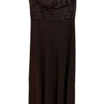 Calvin Klein Chocolate Brown Pleated Cap Sleeve Silk Satin Evening Gown Size 8 Photo 0
