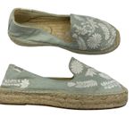 Soludos  Mint Green White Embroidery Slip On Espadrille Flats Womens 6 Boho Photo 1