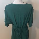 Mamta Vintage  Dark Green Jacquard Dress Short Sleeve Button Down renaissance Photo 8