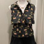 ZARA Trafaluc Collection Surf Shack Graphic Print Collared Cropped Tank Top - S Photo 1