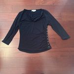 Michael Kors Black Long Sleeve Top with Button Accents Photo 2