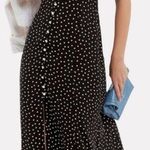 Intermix Linette Black Polka Dot Midi Dress Size 2 Spaghetti Strap Button Front Photo 0