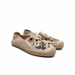 Tory Burch Floral Embroidered Canvas Espadrille Flats Women's Size 7 Beige Photo 3