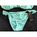 No Boundaries No‎ Boundaries Turquoise Bikini Triangle Top (XL) Cheeky Bottom (Sm) Ruffle Tie Photo 2