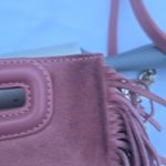 Maje  Mini Pink Suede Fringe Shoulder Bag Photo 5