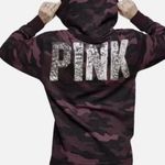 PINK - Victoria's Secret Victoria Secret Pink Bling Small Camo Hoodie Maroon Camo Sherpa hood sweatshirt Photo 1