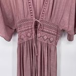 Lulus Long Duster Hippie Boho Festival Womens Medium Pink Lace Coquette Photo 2