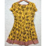 Esley Women's Mixed Floral Geometric Print Dress Size S Yellow Black Red Mini Photo 3