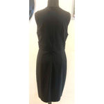 Cache Day Event Dress New Lined Stretch LBD Pleated Front 2 Gold Buttons Sz 10 Photo 2