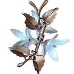 Vintage White Enamel Flower Bouquet Brooch Pin Gold Tone Cluster 3D Floral 3" Photo 2