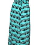 Liberty Love NEW  Womens Teal Black Stripe Faux Wrap Long Jersey Maxi Dress Sz L Photo 3