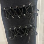 SheIn D2. Black high rise denim jeans, adjustable knee area with grommets, 2 Photo 2