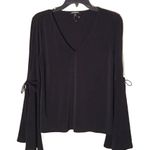 EXPRESS Black Bell Sleeve Slits VNeck Top  Size S. ⭐️HOST PICK⭐️ Photo 2